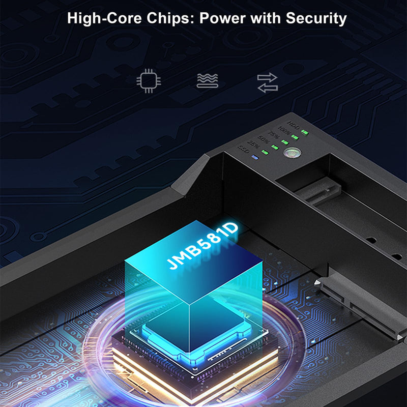 Dual-Bay Hard Drive Docking Station M.2 NVME+ SATA SSD/HDD Enclosure with Offline Clone, USB-C 10Gbps Hard Drive Dock, Tool-Free Design for Windows/Mac/Linux