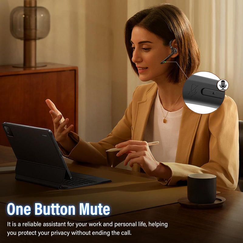 Bluetooth Headset, Single-Ear ENC Mic, Mute Button, 90H, Midnight Black | APTX HD Audio, Dual Device Connectivity, Lightweight All-Day Comfort, Noise Cancelling Mic, Ideal for Truckers & Office