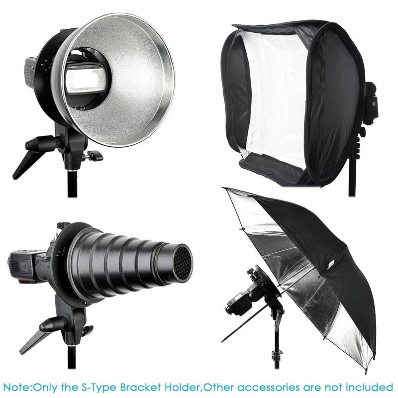 NEEWER S Type Bracket Holder with Bowens Mount for Square Head Flash Speedlite Compatible with Godox AD200Pro NEEWER Z760 NW760 NW700 TT560 Q3, Large Handle, Umbrella Mount, ST-FS