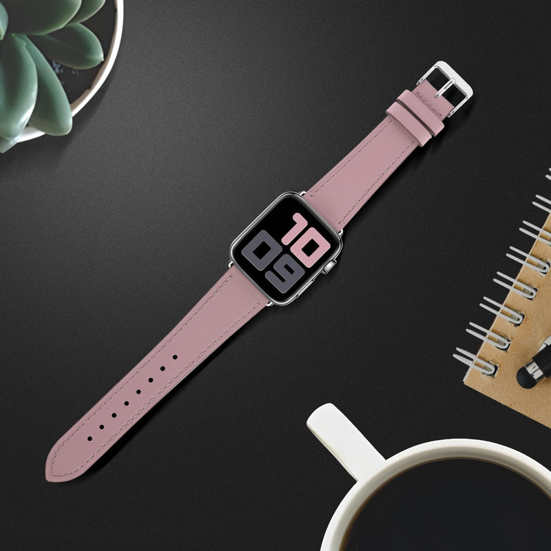 2 Pack Leather Bands(Deeppink,Pink) Compatible with Apple Watch Band 40/38/41/42/44/45/46/49mm, Soft Leather Watch Replacement Band for Watch Series Ultra SE 10 9 8 7 6 5 4 3 2 1 for Women Men