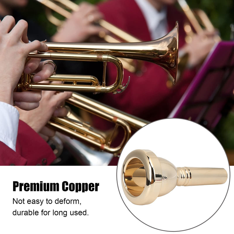 Trombone Mouthpiece, Brass Tenor Trombone Mouthpiece Large Shank Mouth Piece Metal 12.7mm 5G Accessory Replacement TR‑03 for Professional Trombone Players Amateurs (Gold) Gold