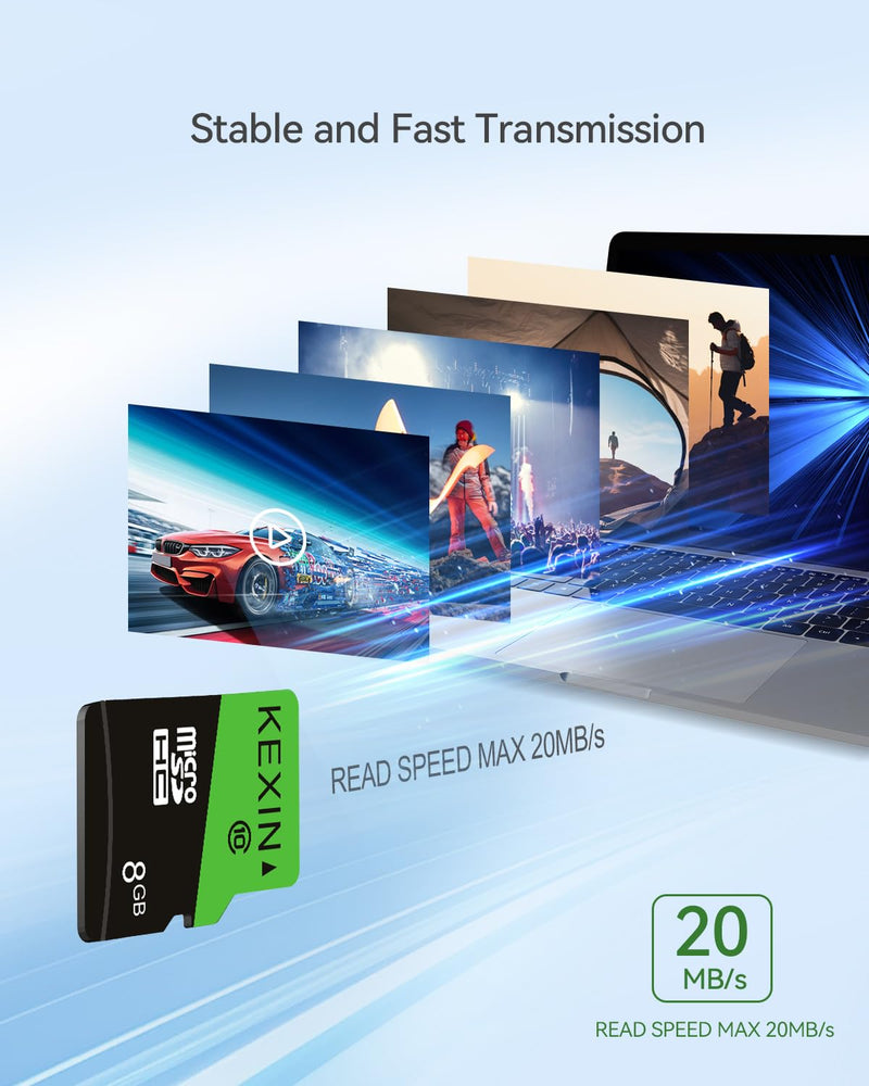 KEXIN 8GB Micro SD Card 10 Pack with SD Adapter microSDHC Memory Card UHS-I C10 Micro SD Card Full HD High Speed TF Card for Smartphone Tablet Action Camera Dash Cam Drone Game Console