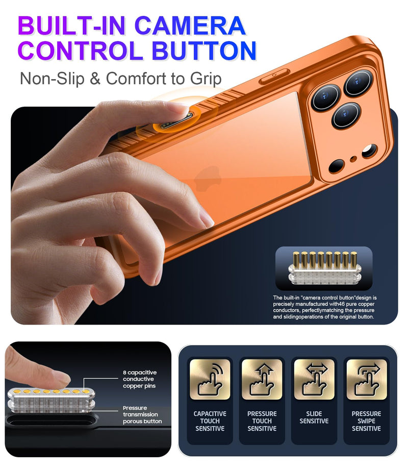 Compatible with iPhone 17 Pro Max Case,Waterproof Built-in Screen & Camera Protector IP68 Underwater Full Body 17FT Military Dropproof Shockproof Phone Case 6.9"-Orange/Clear Orange for iPhone 17 Pro Max 6.9"
