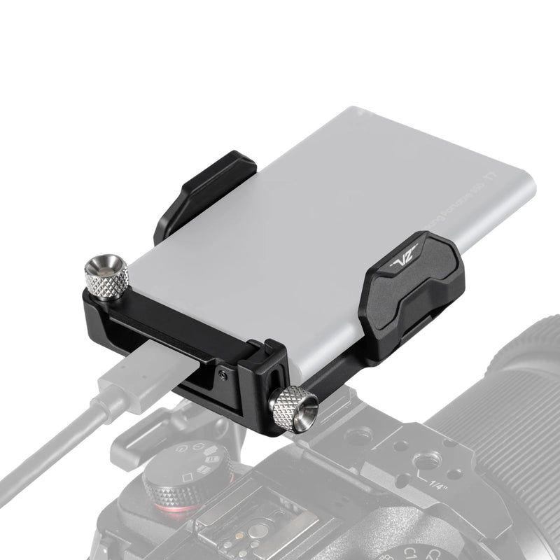 Tilta Universal SSD Drive Holder V2 - Black | Compatible with Most Camera Cages via 1/4"-20 Threads | Extendable Cable Clamp | Rubber Protection | Lightweight, Durable, & Portable Version 2