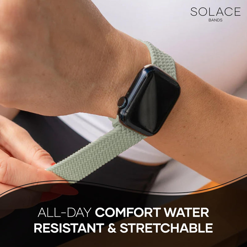 Solace Bands Imperium Adapt Wide Adjustable Nylon Braided Watch Band - Compatible with All Apple Watches - Solace Apple Watch Bands for Women & Men - Smart Watches Band Series 11-1, Ultra, SE Sand 38/40/41/42MM Regular