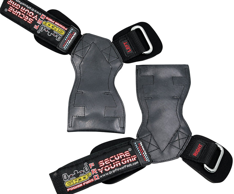 [AUSTRALIA] - Lifting Grips PRO Weight Gloves Heavy Duty Barbell Gymnastics Straps Alternative to Power Hooks Deadlifts Adjustable Neoprene Padded Wrist Wrap Black Rubber Medium 6.50"-7.50" Standard Wrist Size 