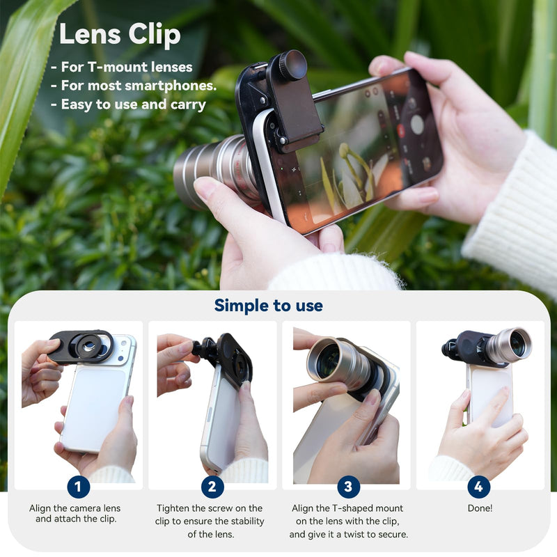 Fotorgear T‑Mount 2X Telephoto Lens for iPhone 15/16/17 Pro Max & Samsung S24/S25 Ultra, High Clarity Phone Lens for Concert, Music Festival, Travel & Sports