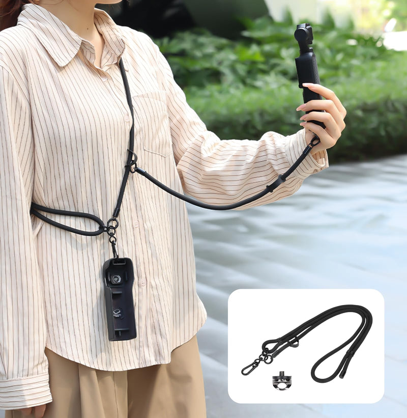 VRIG Crossbody Camera Strap for DJI Osmo Pocket 4 & Pocket 3/Xtra Muse | Adjustable Shoulder/Hand Wrist Straps Lanyard for Photography with a 1/4" Screw for Insta360 X5,DJI OSMO Action 6/5Pro/4/3