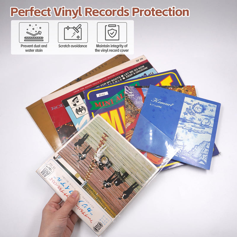 7” Inch Vinyl Record Outer Sleeves 100 Pcs Crystal Clear Album Sleeves for Vinyl Record Dust Prevention，Protection, Collection Acid Free and Anti-Static EP Sleeves