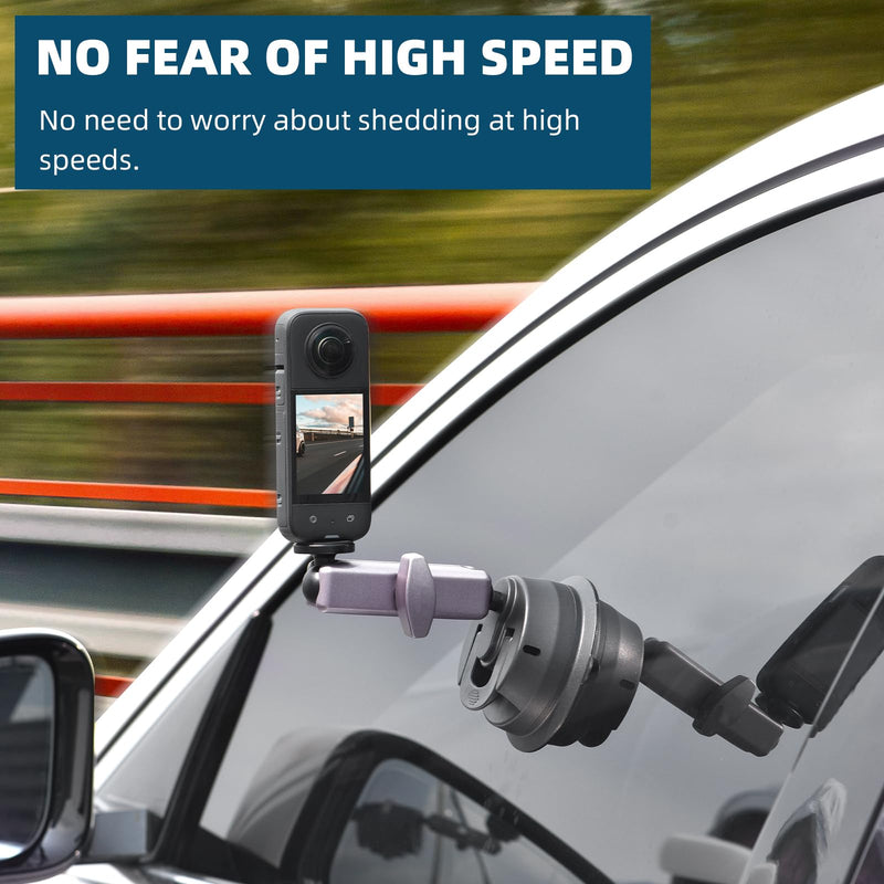 Pocket 3 Suction Cup Mount, Car Mount Windshield and Window Camera Holder for DJI Osmo Pocket 3 2, Action 4, Insta360 X4 X3 Go 3S, GoPro Hero 12 11 10 9 Accessories - Aluminum Alloy Metal