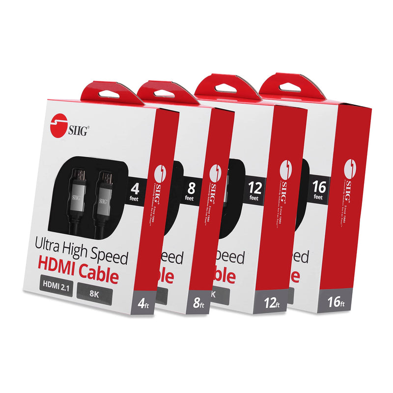 SIIG 8K60Hz Ultra High Speed HDMI Cable, 16ft, CB-H21111-S1 | Carry 8K60Hz HDMI video at 48Gbps over 16ft; HDR and eARC support gaming and AV displays. 16 FT