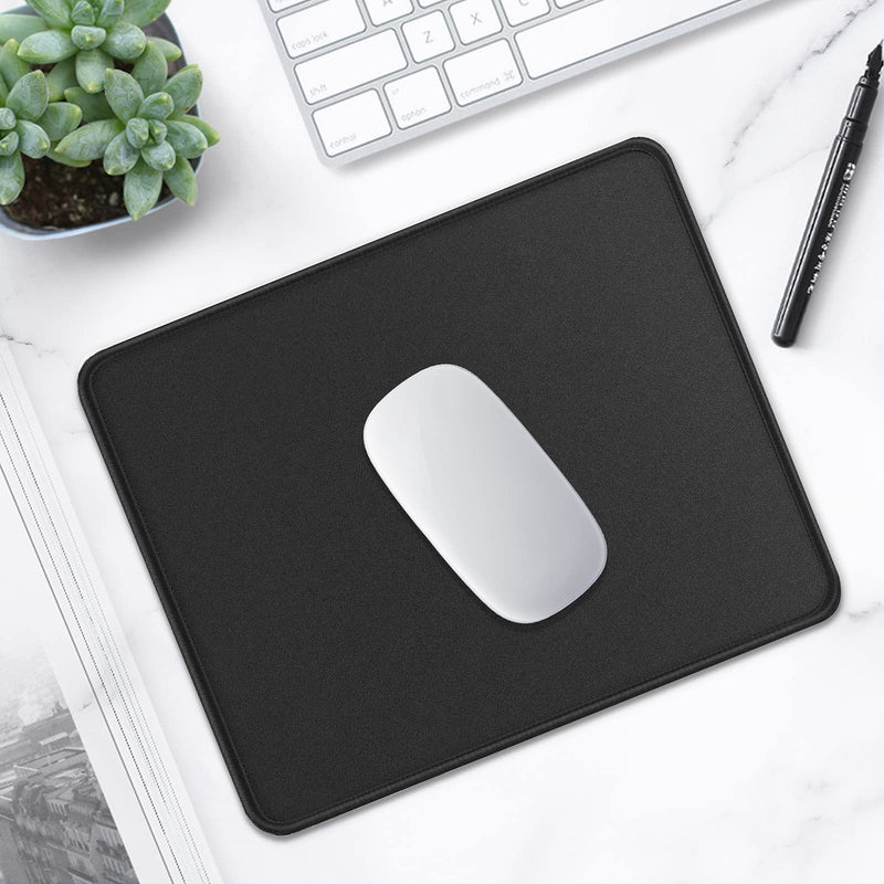Hsurbtra Mouse Pad, Premium-Textured Square Mousepad 10.2 x 8.3 Inch, Stitched Edge Anti-Slip Waterproof Rubber Mouse Mat, Pretty Cute Mouse Pad for Office Gaming Laptop Women Kids Jet Black