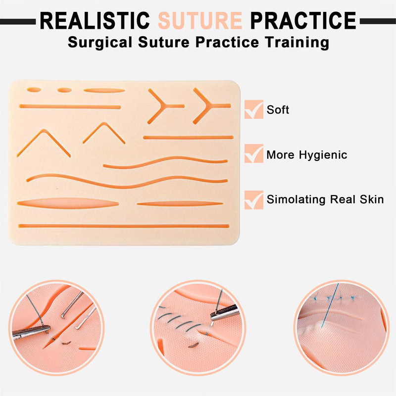 Wound Suture Exercise Kit: PRITOK 16 Pieces Suture Practice Kit, Suture Practice Set for Training for Students, Suture Set Seam Set, Silicone Suture Pads for Education Purposes Only
