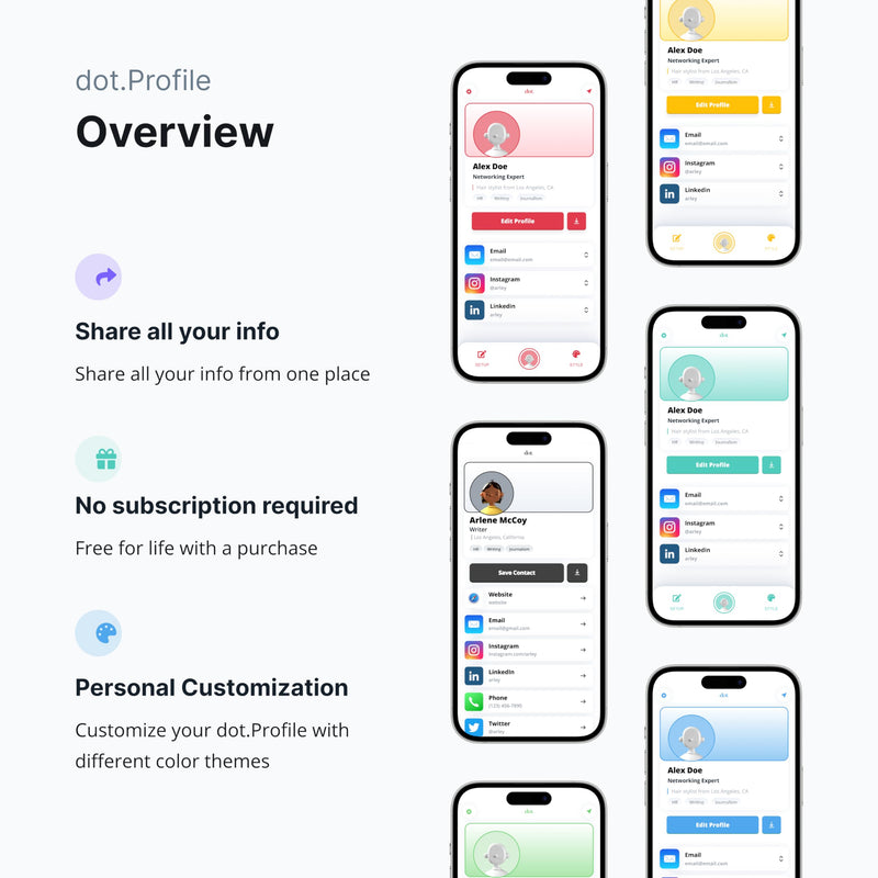 dot. Pack - Digital Business Card Starter Pack - Tap to Share - iPhone & Android (Green)