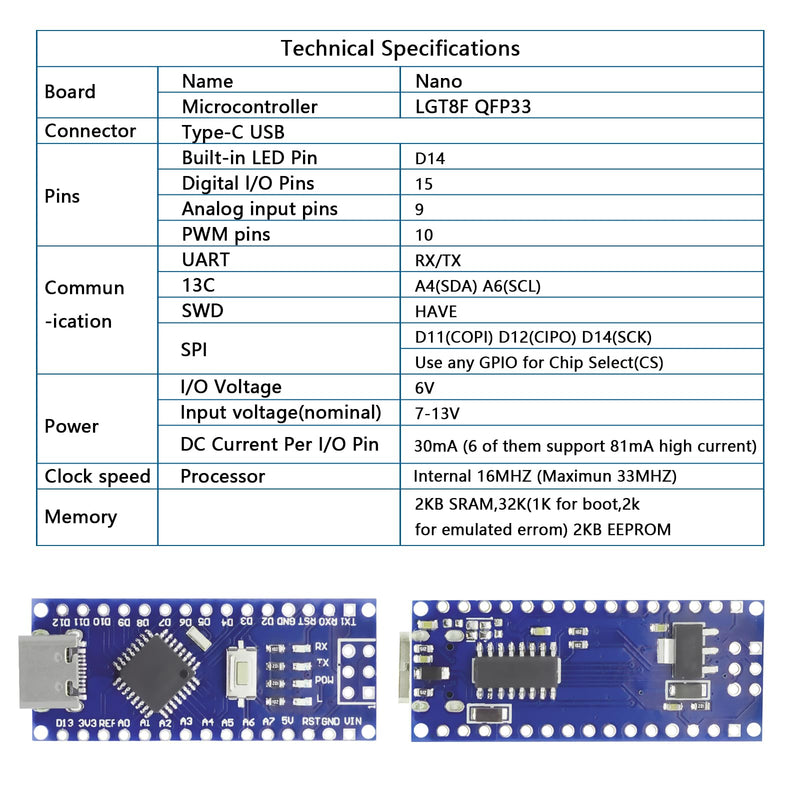 [AUSTRALIA] - Nano Module with CH340 Microchip, 5 V/16 MHz Nano Board, Compatible with Arduino IDE (Type C Port) 3 PCS Type C port 