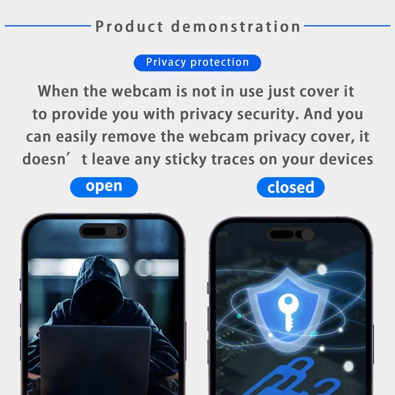 Webcam Cover,Front Camera Cover Compatible for Phone 15/15 Plus/15 Pro/15 Pro Max/14 Pro/14 Pro Max,Protect Privacy and Security,Not Affect Face ID, 2 Pack-Black Black