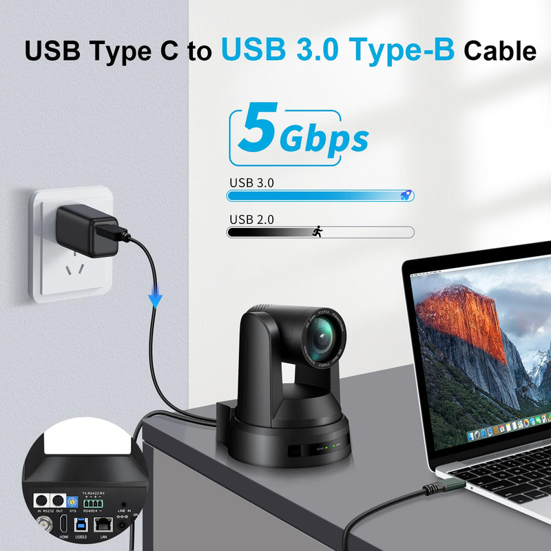 Kumiho USB C to USB B 3.0 Cable 30ft, High Speed USB 3.0 Type C to USB B Printer Cable for Brother Canon HP Epson LaserJet