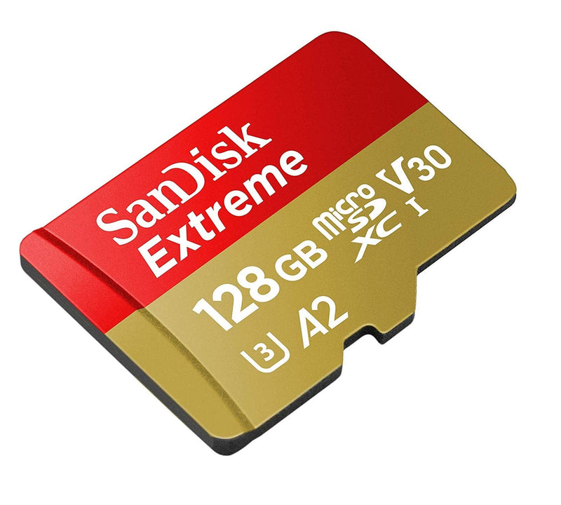 SanDisk Extreme 128GB MicroSDXC Memory Card for DJI Pocket 2 Osmo Series UHS-1 U3 / V30 A2 4K Class 10 Speed Grade 3 (SDSQXA1-128G-GN6MN) Bundle with 1 Everything But Stromboli SD & Micro Card Reader