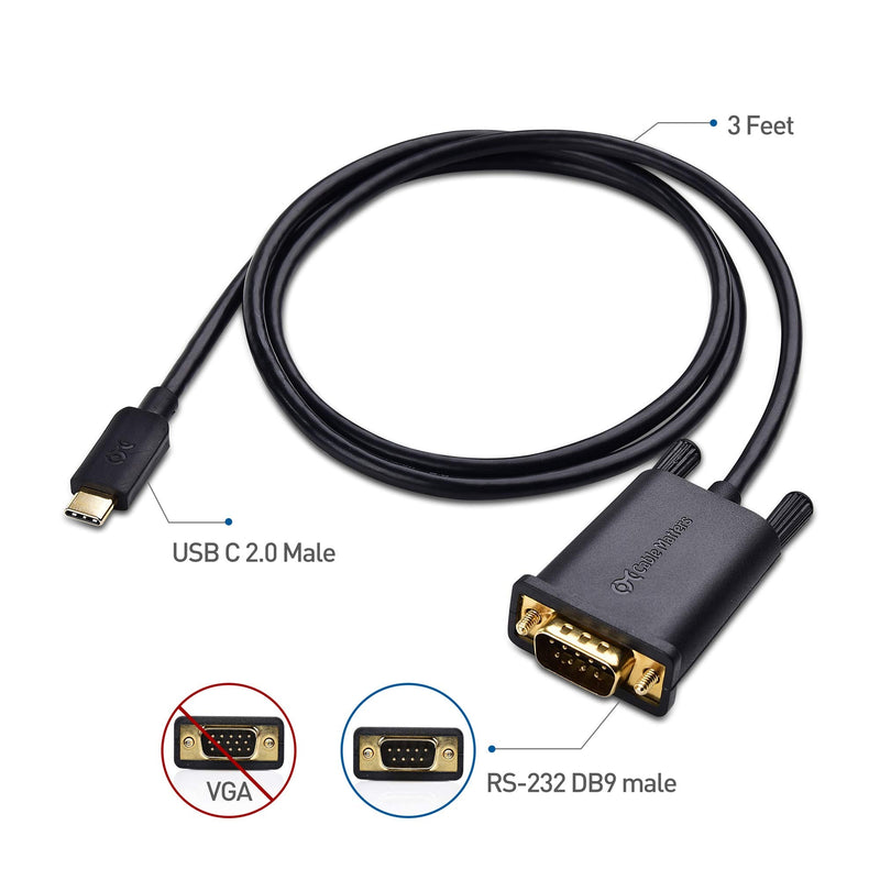 Cable Matters USB C to Serial Adapter Cable (USB-C to Serial, USB C to DB9, USB C to RS232) 3 ft - Thunderbolt 4 / USB4 / Thunderbolt 3 Port Compatible with Dell XPS 13, 15, Surface Pro and More