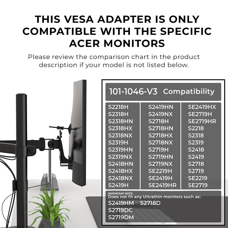 HumanCentric VESA Mount Adapter Compatible with Dell Monitors & More | Fits S2318H, S2318HN, S2318HX, S2318NX, S2319H, S2319HN, S2218H, S2319NX, S2418HN, S2418HX, S2418NX, S2419H, S2419HN, S2419NX
