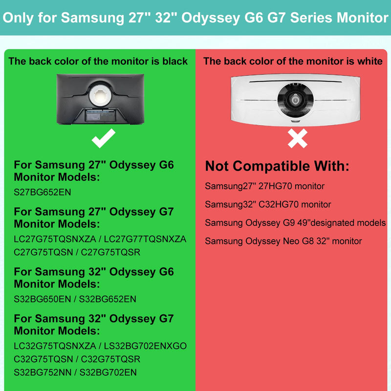 Monitor VESA Adapter Arm/Mount Compatible with Samsung 27” Odyssey G7 G6 Samsung 32” Odyssey G7 G6 Mount for G75T G75NB G65B LC32G75TQSNXZA Curved Monitor with Pen Holder and Cable Ties