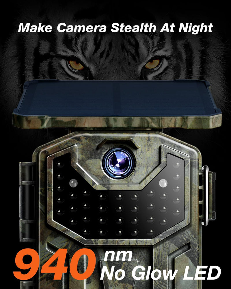 [AUSTRALIA] - iZEEKER Solar Trail Camera 36MP 2.7K 30fps with Night Vision 5200 mAh Rechargeable Lithium Battery No Glow Infrared LEDs, Game Camera with Motion Activated IP66 Waterproof for Outdoor Monitoring 