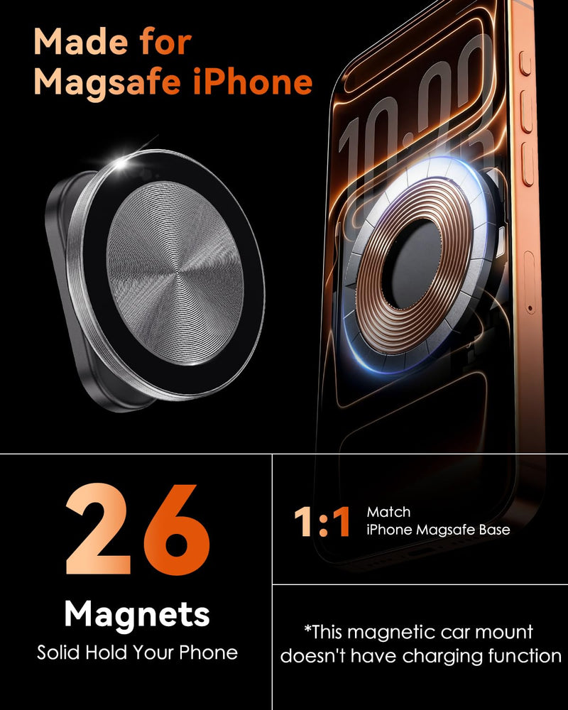 Magnetic Phone Mount for Hyundai Ioniq 5 2022-2025/5 N & Sonata Kona 2024-2025 & Ioniq 9 Metallic Dashboard, Compatible with MagSafe iPhone 17 16 15 14 13 12 Pro Max Plus Mini