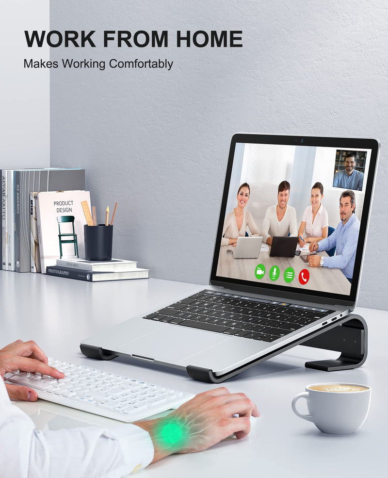Soqool Laptop Stand for Desk, Ergonomic Detachable Laptop Riser, Aluminum MacBook Stand, Compatible with 12-17'' All Laptops Such as MacBook Pro/HP/Dell/Lenovo, Black