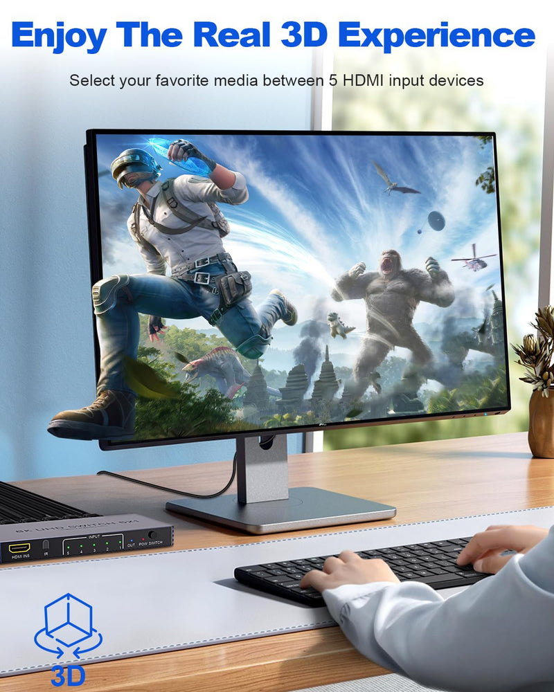 [AUSTRALIA] - New Upgrade 8K HDMI Switch 5 in 1 Out, Hdmi Splitter with Remote 5 Port Switcher Selector Box Support 3D//HDR/HDCP2.3, HDMI 2.1 Switch Box Compatible with PS 5/4/3 Xbox Switch DVD Player TV PC 