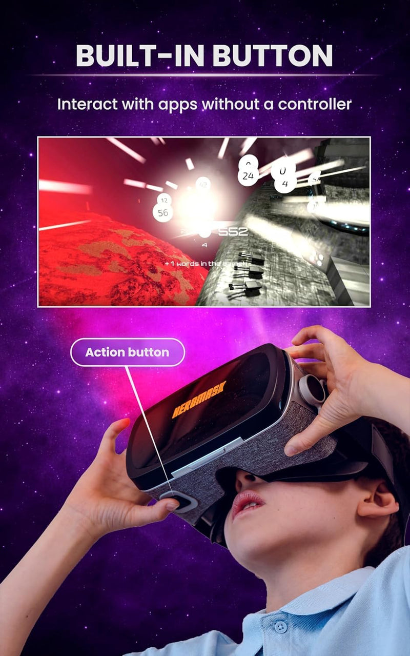 Heromask Essentials VR Headset for Phone · 3D Films & 360° Videos | 3D films, 360° videos & VR games with your smartphone. Adjustable HD lenses. Gift for adults & families