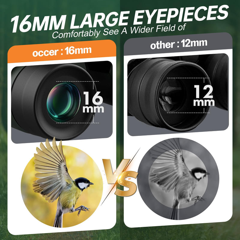 15x30 Compact Binoculars for Adults and Kids - Occer Large View High Powered Binoculars for Bird Watching - Lightweight Easy Focus Binoculars with Low Light Vision for Outdoor Hunting Travel 15x30