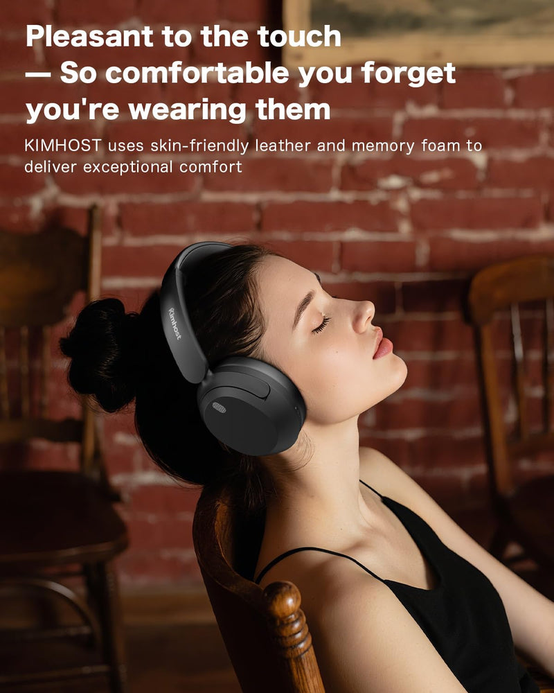 KIMHOST T30 Active Noise Cancelling Headphones, 120Hrs Playtime Bluetooth 5.3 Headphones, Multipoint, Deep Bass, Foldable, HiFi Stereo Wireless Over Ear Headphone for Travel, Office, Music, Game, Gym