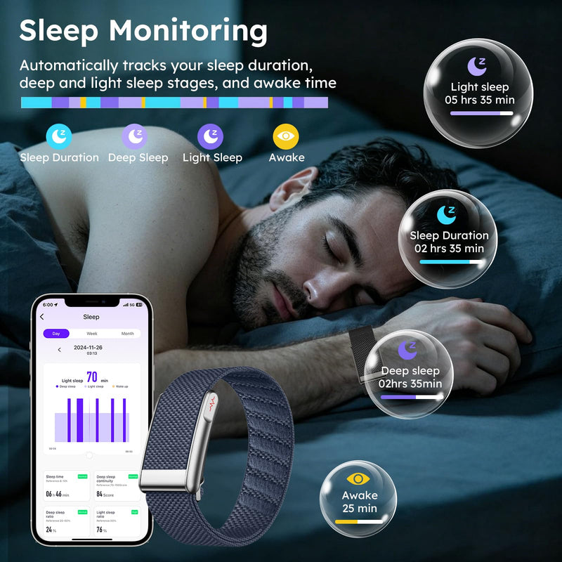 Activity Tracker 24/7 Health Heart Rate Sleep Monitor Pedometer Calorie Lightweight Screenless Activity Tracker for Men Women Seniors Wearable Fitness Trackers Free APP IP68 Waterproof black