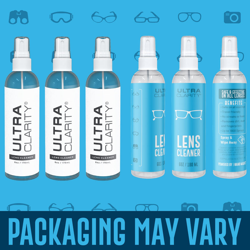 Powered by NANO MAGIC | Lens Cleaner 3-Pack 6oz Spray Bottles | Ideal for Coated Glasses Sunglasses Goggles Glass Camera Lenses Phone Laptop Screen Mirrors Gentle Formula Streak-Free 3 Pack