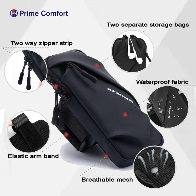 Phone Holder, Small Crossbody Shoulder Holsters Bag with Arm Band, Fits iPhone and Android, Use for Running, Walking, Hiking & Biking (6.7 Inches, Black)