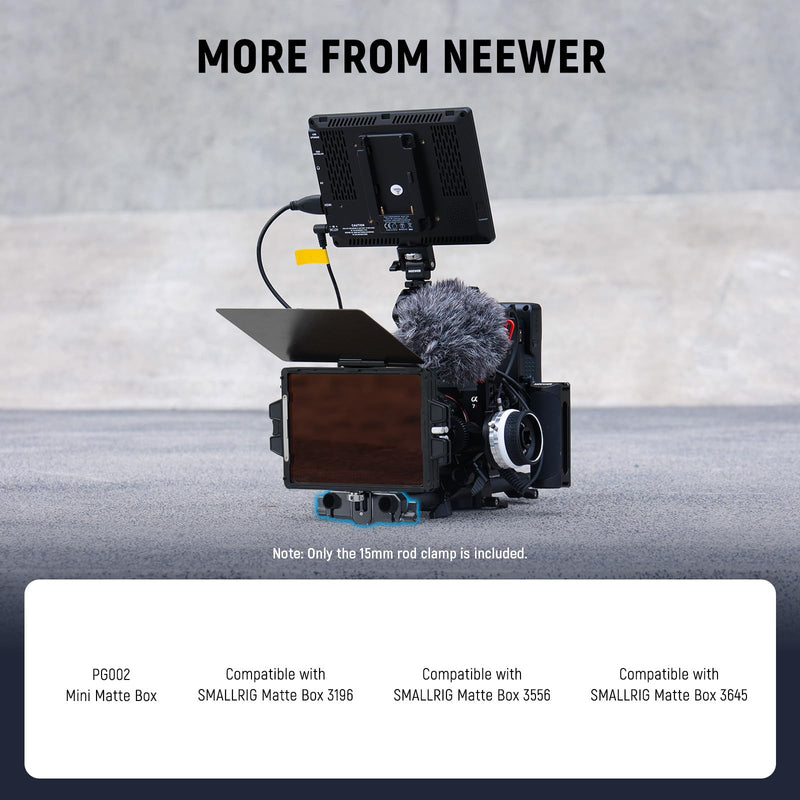 [AUSTRALIA] - NEEWER Matte Box Support, LWS 15mm Dual Rod Clamps with 1/4" Screw & 0.9"/22mm Vertical Adjustment, Compatible with SmallRig NEEWER Mini Matte Boxes, PG013 