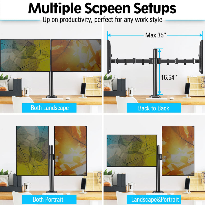 MOUNTUP Dual Monitor Desk Mount, Max 32 Inch up to 17.6lbs+Monitor Mount Reinforcement