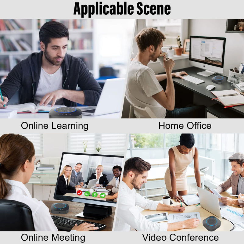 Bluetooth Speakerphone, Conference Speaker with Mics, 360°Enhanced Voice Pickup, Bluetooth 5.1, AI Noise Reduction Echo Cancellation, USB C, Conference Microphone for Home Office