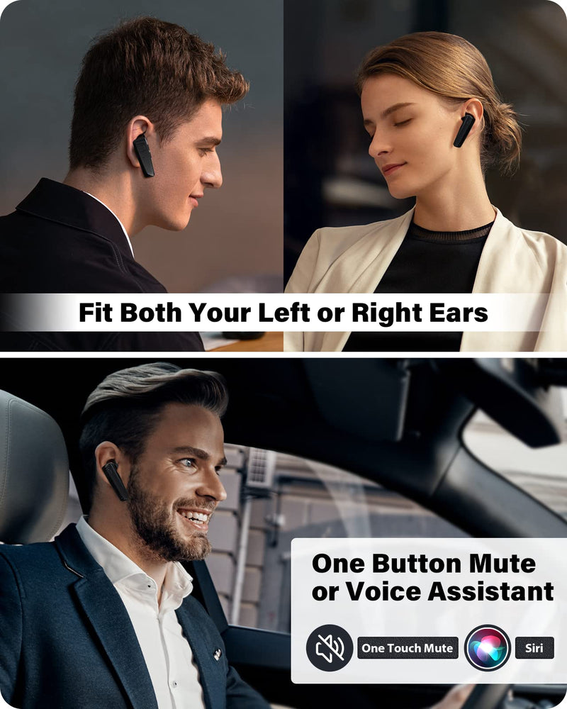 Bluetooth Headset - V5.0 Wireless Handsfree Earpiece Built-in Dual Mic Noise Cancelling, 10 Days Standby 16Hrs HD Talktime Ultralight Headset for iPhone Android Samsung Laptop(Black) Black