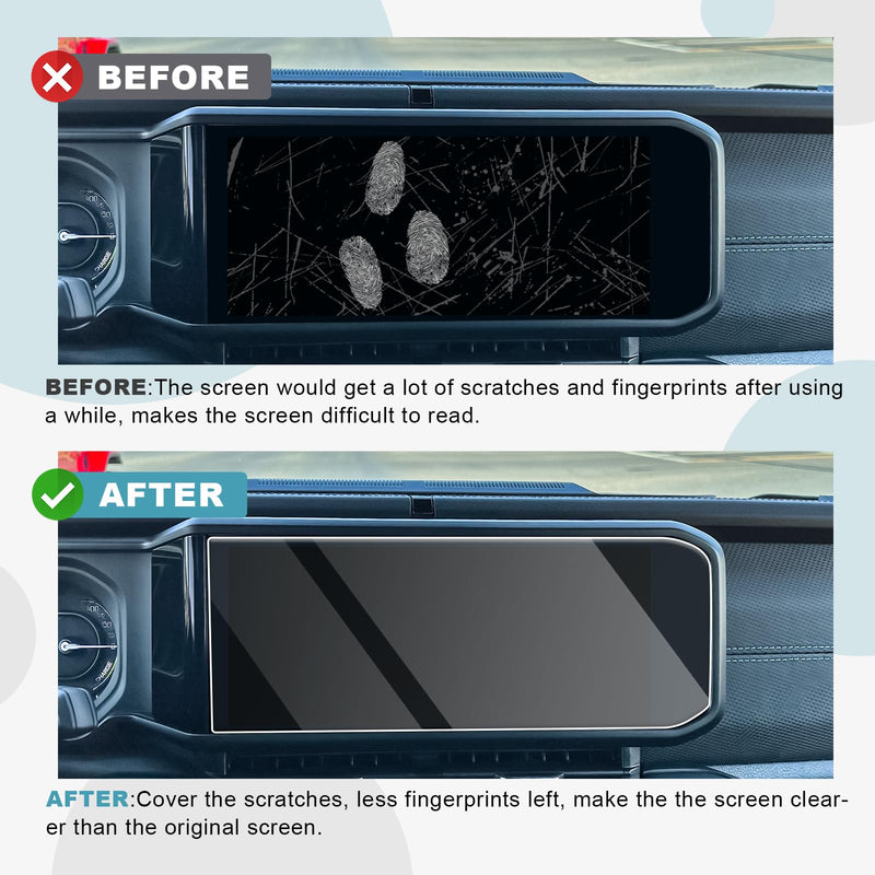CDEFG for 2024 Wrangler JL 12.3-Inch Screen Protector for 2024 Wrangler Rubicon Sahara Sport S Sport Willys Tempered Glass Screen Protector Foils Navigation Radio Touch Screen Display Screen Glass Protector for 2024 Wrangler 12.3IN