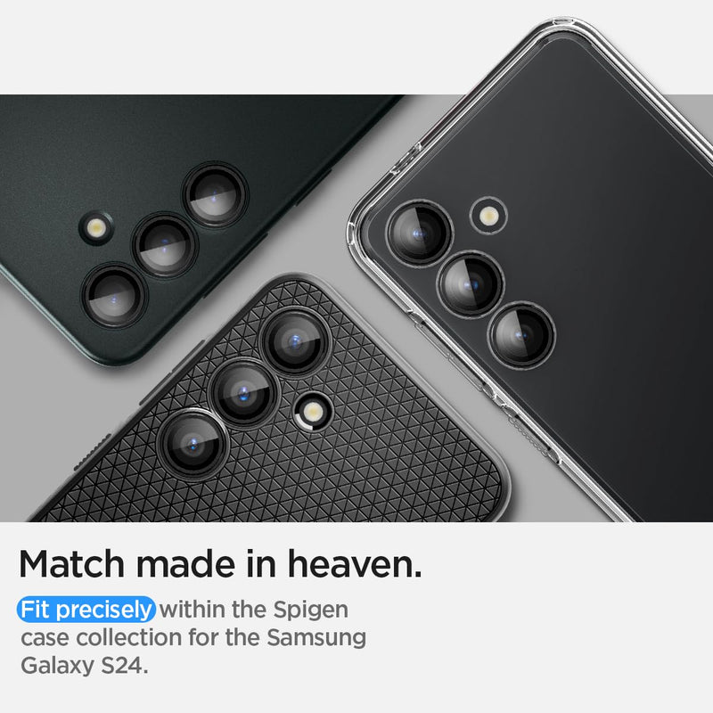 Spigen Camera Lens Screen Protector [GlasTR EZ Fit Optik Pro] Designed for Galaxy S24 [Case Friendly] - Black [2 Pack]
