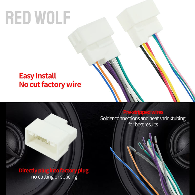 RED WOLF Radio Wire Harness Compatible with 2013-2017 Hyundai Elantra/Santa Fe, 22014-2018 Kia Forte Sorento MP3 CD Player Connector Plug Aftermaket Stereo Installation