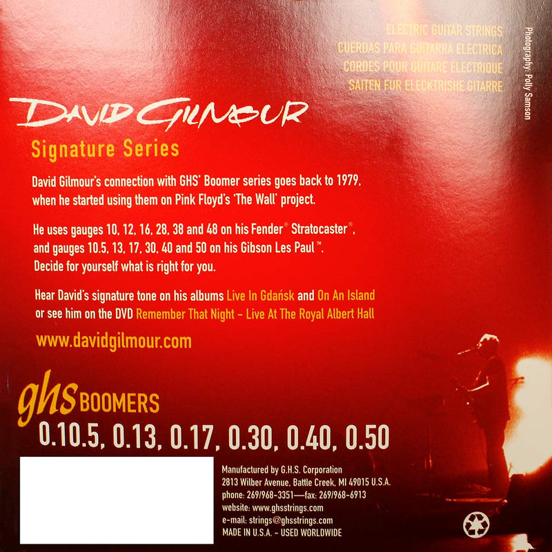 GHS Strings, Electric Guitar Strings, Guitar Boomers David Gilmour Signature Series Red Set, Model: GB-DGG SET, Gauge 10 1/2-50, Pack of 3 SETS Red Set (10.5-50)