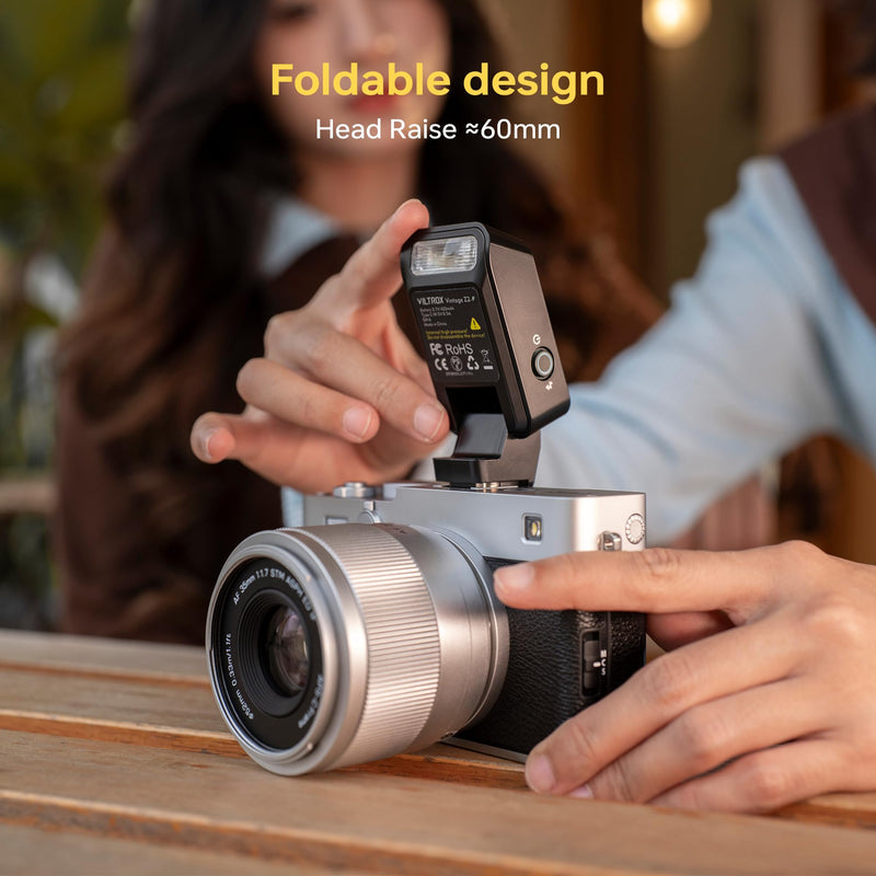 VILTROX Vintage Z2 TTL Foldable Mini Camera Flash for Sony | 700 Full Power Flashes, 2s Recycle, USB-C Charging Mini Speedlite GN6 with 5 Levels (Z2-S)
