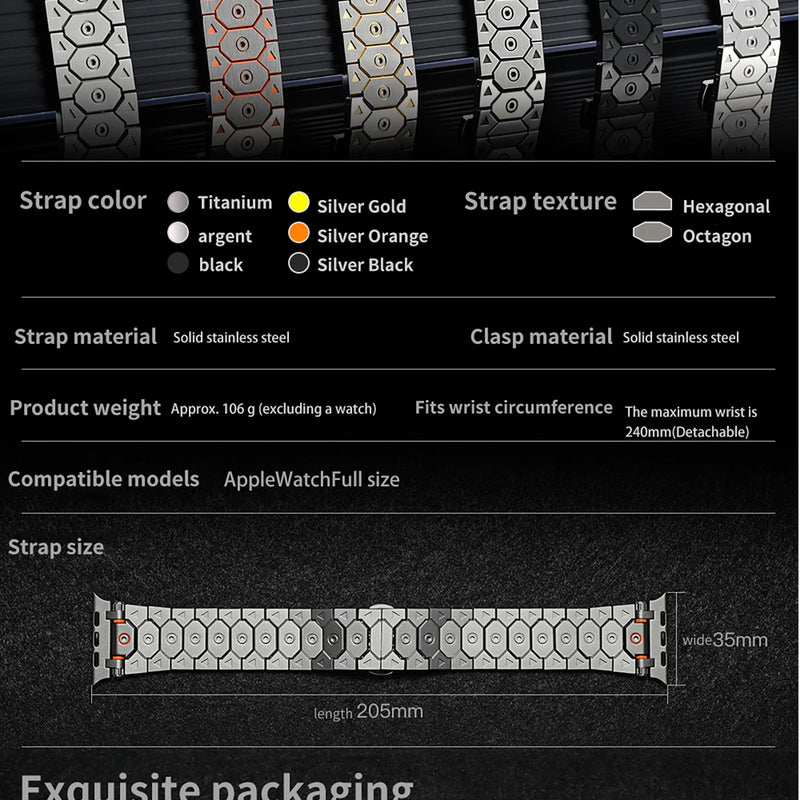 Metal Band Compatible with Apple Watch Band for Men 49mm 45mm 44mm 42mm 41mm 40mm 38mm, Octagonal Structure Titan Stainless Steel Strap for iWatch Bands Ultra 2, SE, Series 9 8 7 6 5 4 3 2 1 38/40/41/42mm Silver
