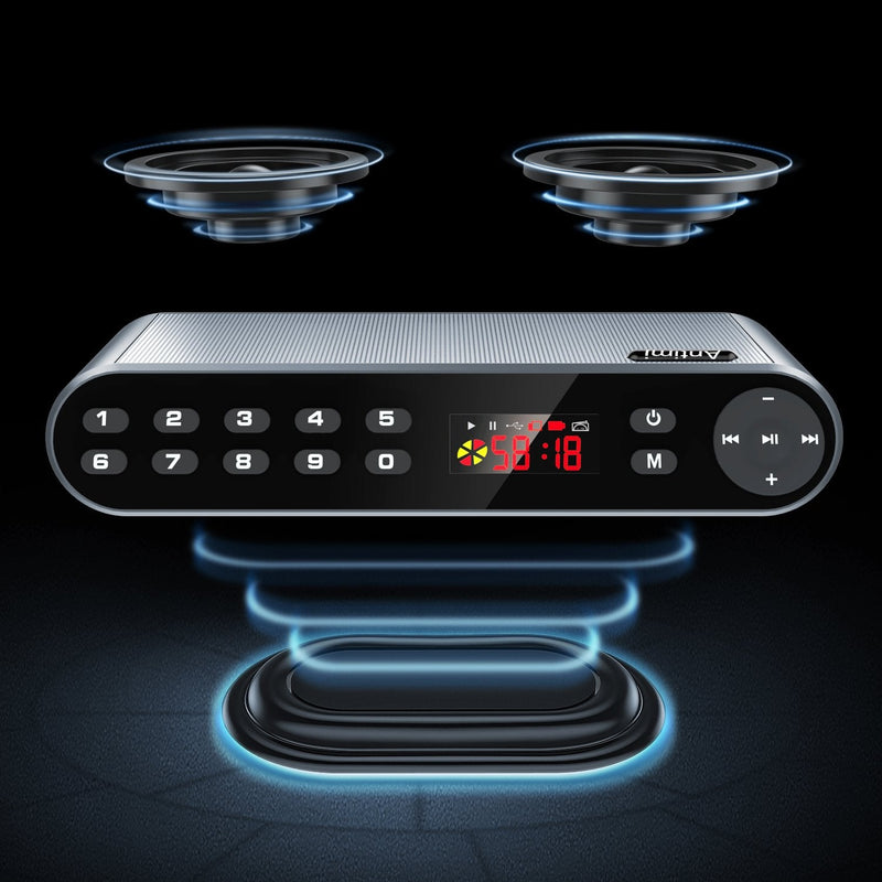 Antimi Bluetooth/FM Radio/MP3 Player Portable Wireless Speaker (Black) Silver black