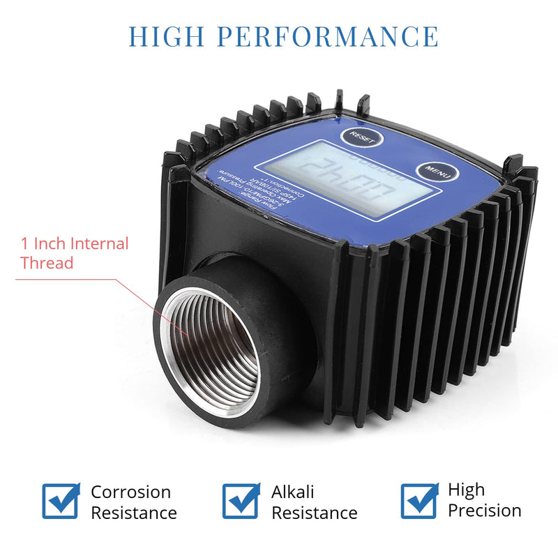 [AUSTRALIA] - Digital Flow Meter, 5-120 L/Min 1 Inch Turbine Flow Meter with LCD Display, 1% Accuracy Diesel Fuel Flow Meter for Alcohol, Petrol, Chemical Liquids 