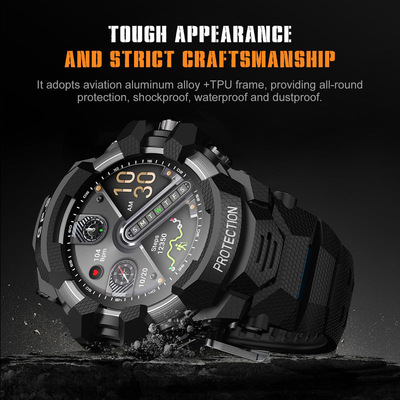 GPS Smart Watch AI Q&A Local Music Playback, GPS Motion Track, SOS Whistle, Compass, Altitude, Dual LED Flashlight, 25-Days Standby, 3ATM Waterproof, Red
