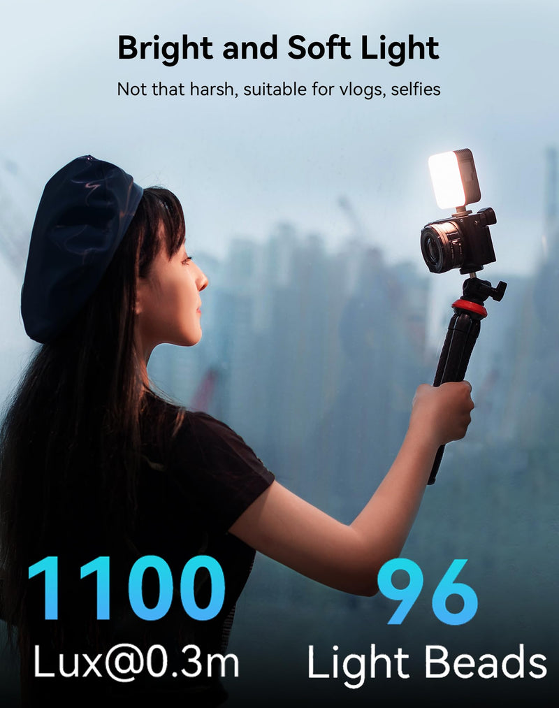 [AUSTRALIA] - SmallRig P96 LED Video Light, Portable Camera Lights, 96 LED Beads for Photography Video Lighting, Rechargeable 2200mAh CRI 95+ 2700-6500K w 3 Cold Shoe Gray 