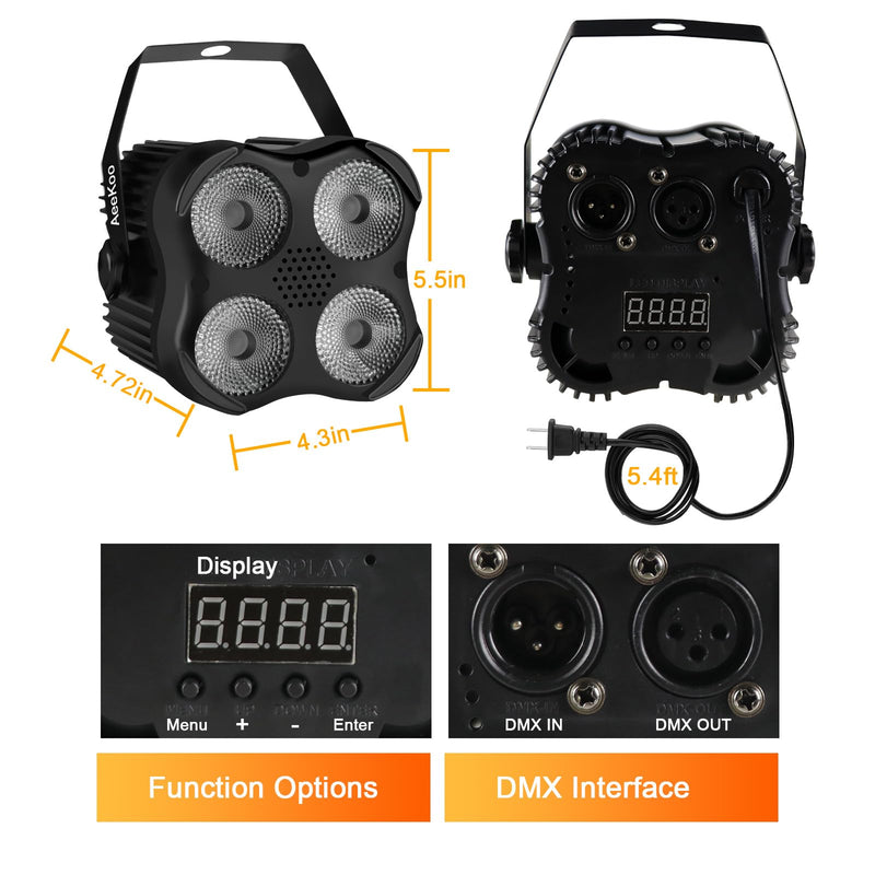 DJ Par Lights, RGBW LED Par Light with Sound Activated and Remote, DMX Stage Uplighting for Event Wedding Church Festival Stage Lighting﻿﻿